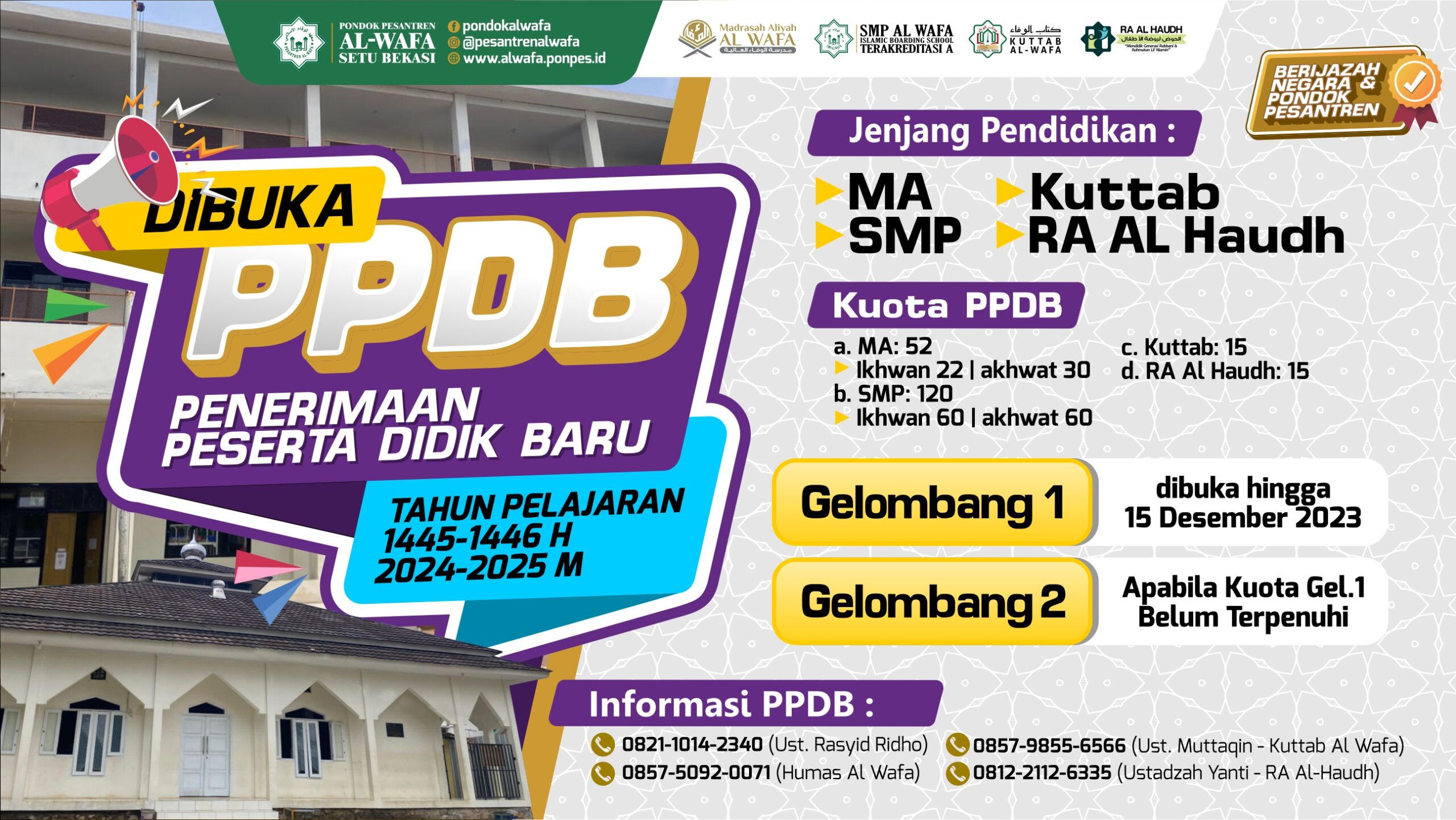 TELAH DIBUKA PENERIMAAN PESERTA DIDI BARU PPDB PONDOK PESANTREN AL